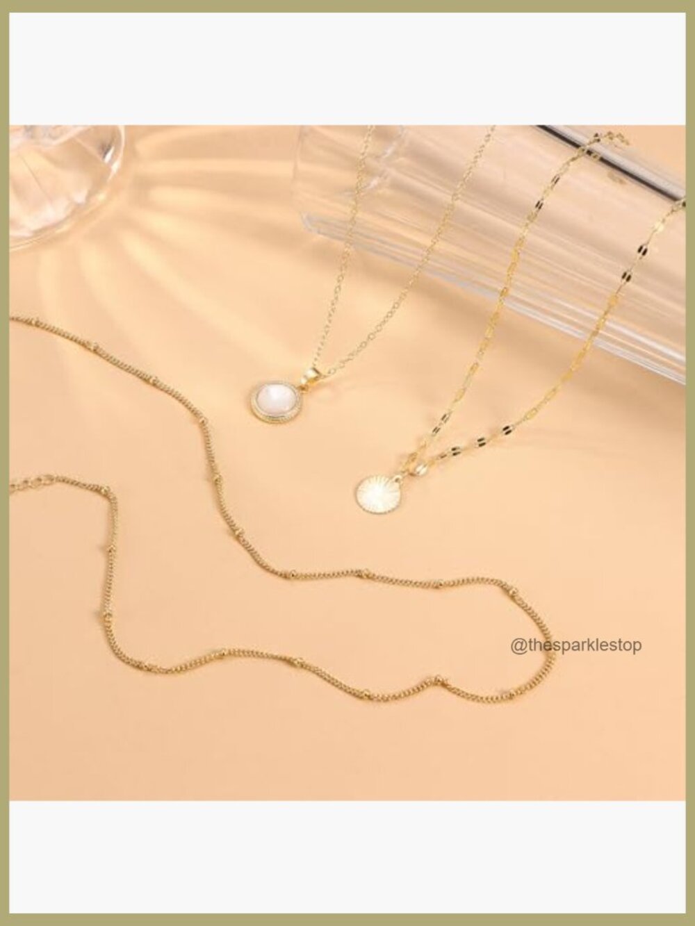 14K Gold Plated Layered Necklace Set Dainty Stacking Chains Trendy Pendant - Picture 5 of 7